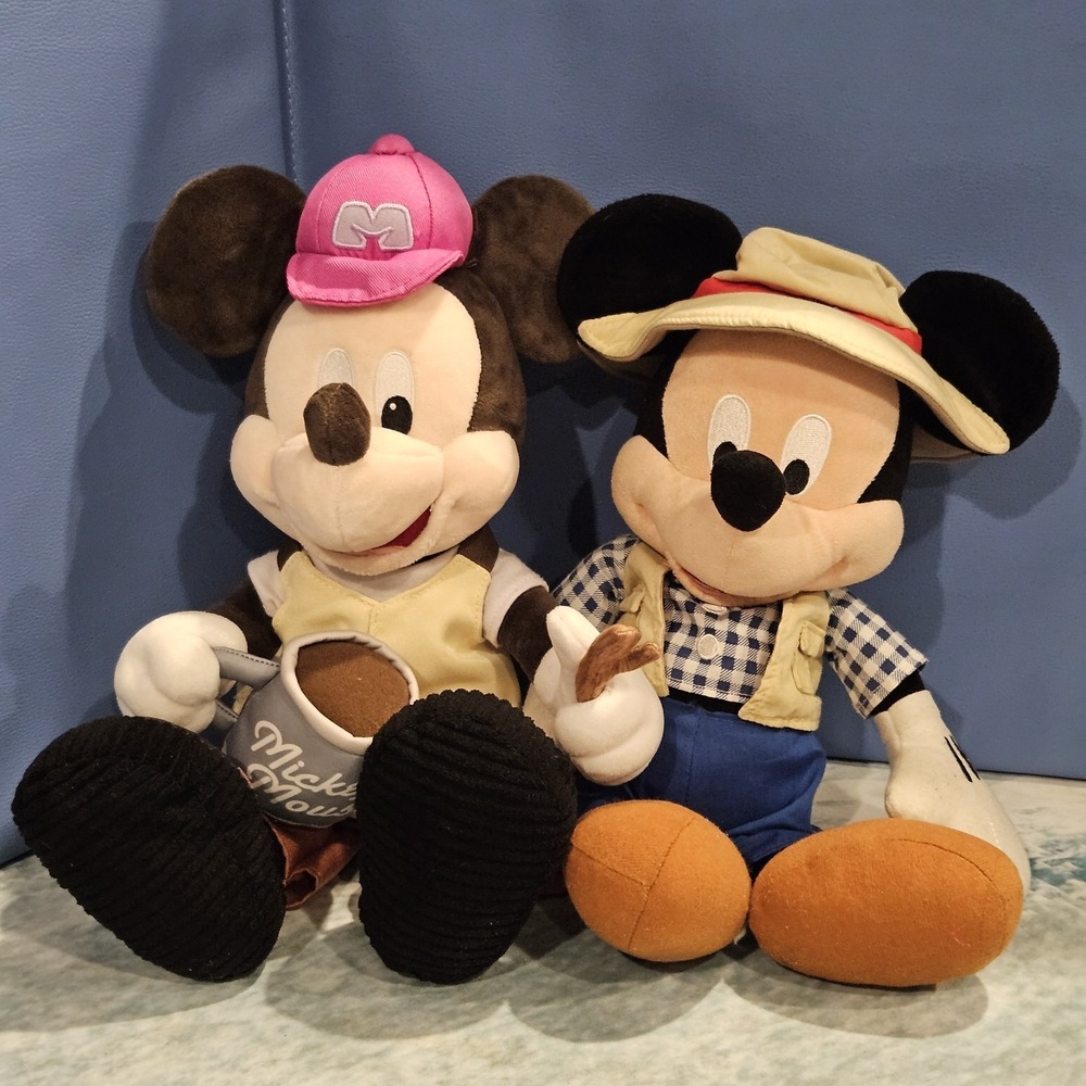 Disney Hiking Mickey Fishing Mickey Plush Bundle Outdoor Adventure Lot